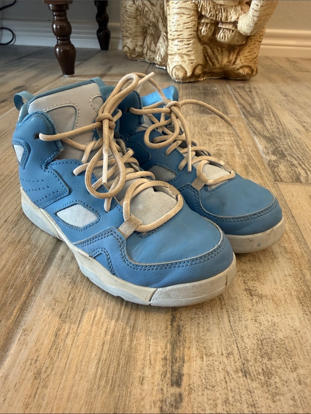 Jordan Kids Light Blue and White High-Top Sneakers